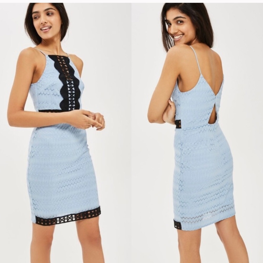 Topshop Petite 0P Blue Lace Dress